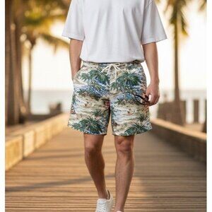 Abercrombie & Fitch Mens 32 Hawaiian Tropical Graphic Swim Trunks Board Shorts